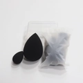 Detail of black beauty blender set with drop-shaped sponges and clear storage box - Black Water Droplet Plus Mini Water Droplets (in A Frosted Bag)
