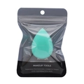Mint green teardrop makeup sponge blender in ALYAN branded frosted zipper bag packaging - Green Waterdrop