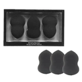 Set of 3 black gourd-shaped makeup sponges in window packaging box for blending - Classic Black Boxed Gourd Set (3 Pcs)