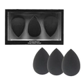 Set of 3 black teardrop makeup sponges with transparent packaging box for blending - Teardrop Set of 3 / Black
