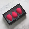 3-pack water-drop makeup sponge set in rose pink with premium black display window box - Rose Red