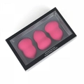 3-piece hot pink makeup blender sponge set with storage box for smooth blending - Rose Red