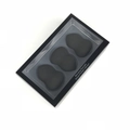 Set of 3 black blending sponges in a minimalist window box for professional makeup application - Black