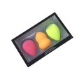 3-pack non-latex makeup sponge set with teardrop and slanted shapes in a black window box - 3 Pieces/Pack-Multicolor