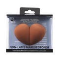 Detail of 2-piece heart-shaped makeup sponge set in transparent hook box packaging - Coffee