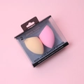 Pink and nude makeup sponges set in transparent packaging box on pink background - Nude And Pink