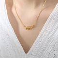 Elegante collar con colgante de hoja de oro de 18 quilates en acero de titanio - Dorado Pequeño / 40+5cm