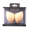 Two-piece set of beige teardrop makeup sponges in a black retail box with window - Butterfly Shape / Nude