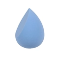 Detailed view of light blue teardrop makeup sponge with a flat cut edge design - Sky Blue