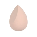 Close-up of pink teardrop beauty blender with slanted edge on white background - Nude