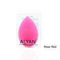 Rose red teardrop makeup sponge in transparent packaging with ALYAN branding details - Rose Red
