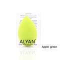Detail of apple green teardrop beauty sponge in transparent ALYAN packaging box - Apple Green