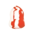 Nahaufnahme des Make-up-Schwamms mit orange-weißem Marmormuster und Tropfenform - Orange-Weiß Marmorierter Kürbis im Beutel