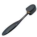 Professional black oval foundation brush with ergonomic long handle and protective cover - Toothbrush Foundation Brush