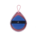 Blue cushion puff with star ribbon in a drop-shaped clear case and pink silicone loop - Star Pineapple Style (Two Pieces With Box)
