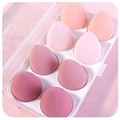 Lot de 8 éponges à maquillage dégradé rose dans une boîte de rangement transparente - Rose