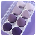Set de 8 éponges de maquillage violet dégradé avec boîte de rangement transparente - Violet