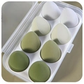 Lot de 8 éponges à maquillage dégradé vert avec boîte de rangement - Vert