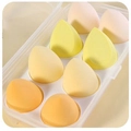 Lot de 8 éponges de maquillage dégradé jaune et rose avec boîte de rangement - Jaune