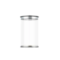 Transparante cilindrische opbergpot voor make-up sponsjes met zilveren metalen deksel - Aluminium Deksel Opbergdoos / Transparant