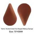 Dual-ended fan-shaped makeup sponge with dimensions of 70x45mm in dark brown finish - Double-headed Fan Shape Bulk / Brown