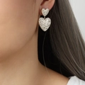 Boucles d'oreilles doubles cœurs argentés avec texture lave et style minimaliste chic - Double Coeur Plissé / Couleur Acier (Coeur)