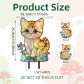 2D Gartenstecker aus Acryl mit süßem Katzenmotiv und detaillierten Größenangaben im Bild - Katzen-Stil (DC10042)