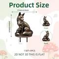 Size chart for 2D flat cartoon animal garden stake with measurements and front-back view - Bronze Fox Mother & Cub (DC10062)