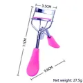 Rosa ergonomische Wimpernzange aus Edelstahl mit Silikonpolstern und Abmessungen - Lose Verpackung / Rosarot
