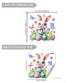 Sticker mural lapin de Pâques et œufs colorés avec spécifications de taille 30x30cm - Style Lapin de Pâques Tenant un Œuf (M16504)