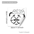 Funny cartoon expression wall sticker, self-adhesive 30x30cm decal for bathroom or fridge - Sleepy Tired Style (M10128) / 30x30cm