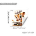 Cartoon tiger chef wall sticker for kitchen decor, 30x30cm self-adhesive PVC decal - Tiger Chef (ATW7043)