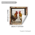 30x30cm creative rooster wall sticker in vintage wood cage design for kitchen decor - Rooster In Cage (ATW7044)