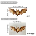 Brown watercolor bat wall stickers with dimensions and 8-piece set packaging details - Brown Watercolor Style (PY7061)