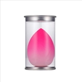 Gradient pink teardrop makeup sponge in a clear cylinder case with silver metallic lids - Tinplate Box / Pink Gradient