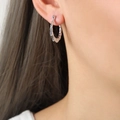 Silver bamboo joint hoop earrings in 18k gold plated titanium with minimalist style - F1247-Bamboo Texture / Steel