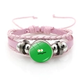 Detail of pink woven cord bracelet with cartoon charm and adjustable drawstrings - Green Base Yellow Eye Wave Mouth (Style-4) / Pink