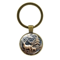 Dettaglio portachiavi in bronzo vintage con arte forestale 3D e ciondolo a cervo - Bronzo-Rilievo Cervo Foresta(Bronzo-2)