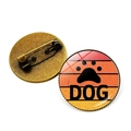 Details zur Hundepfote-Brosche mit Sonnenuntergangs-Design und Bronze-Verschluss - Pfotenabdruck DOG Stil / Bronze