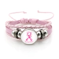 Pink ribbon breast cancer awareness multilayer leather charm bracelet for women - Awareness Month Ribbon