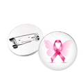 Pink ribbon butterfly wing awareness pin with silver metal back and safety clasp - Silver Ribbon Butterfly Wing (Silver-2)