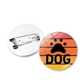 Hundepfoten-Anstecknadel mit Sonnenuntergang-Farbverlauf und Metallverschluss hinten - Pfotenabdruck DOG Stil / Silber
