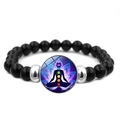 Detailed view of yoga chakra beaded bracelet with lotus silhouette pendant - Geometric Lotus Pattern Style (JY009446-3)