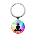 Portachiavi meditazione yoga con ciondolo chakra arcobaleno per equilibrio energetico - Chakra a Strisce Arcobaleno (Argento-8)