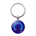 Dettaglio portachiavi Meditazione Yoga con design 7 Chakra colorati e cupola in vetro - Sfondo Mandala Viola Chakra (Argento-6)