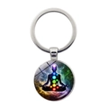 Portachiavi meditazione yoga con ciondolo in vetro chakra galassia in argento - Chakra della Galassia Stellata (Argento-5)