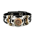 Vintage-Lederarmband im Lagenlook mit Kompass-Glasanhänger und Perlen für Damen und Herren - Böhmischer Vintage Kompass (JY009454-9)
