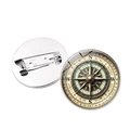 Broche boussole nautique vintage avec dôme en verre rétro et épingle de sûreté - Argent-Style 4