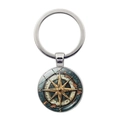 Vintage nautischer Kompass Schlüsselanhänger mit Bronze-Design und poliertem Metall - Silber-Stil 2