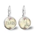 Pendientes vintage Torre Eiffel París plateados con diseño retro de cúpula de vidrio - Torre Eiffel Plateada (JY00777) / Plateado